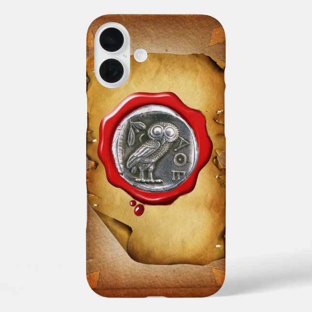 Coques Case-Mate iPhone ANTIQUE OWL SILVER RED WAX SEAL parchemin (Verso)