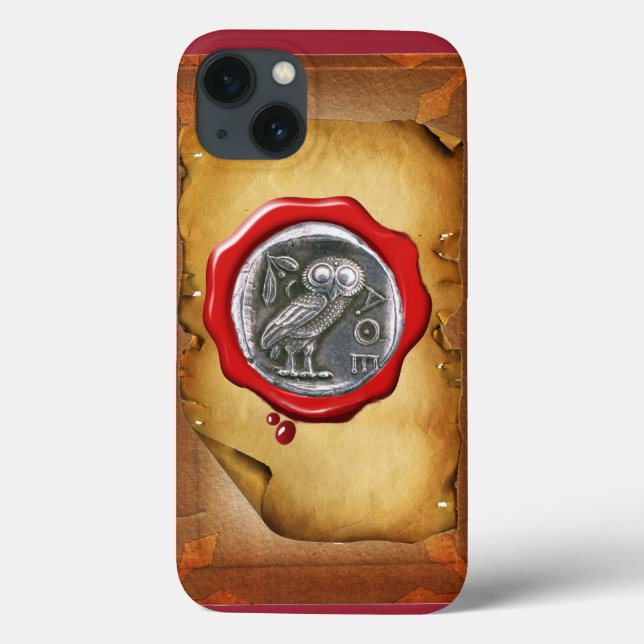 Coques Case-Mate iPhone ANTIQUE OWL SILVER RED WAX SEAL parchemin (Verso)