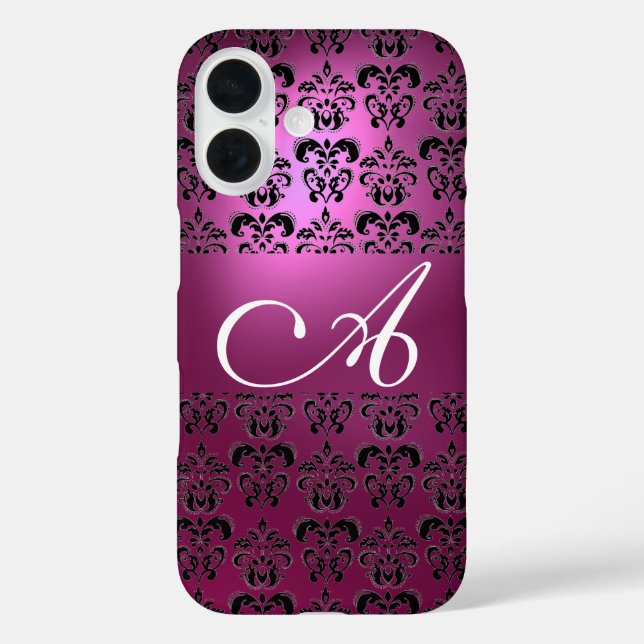 COQUES Case-Mate iPhone ANTIQUE ROSE NOIR DAMASK MONOGRAM (Verso)