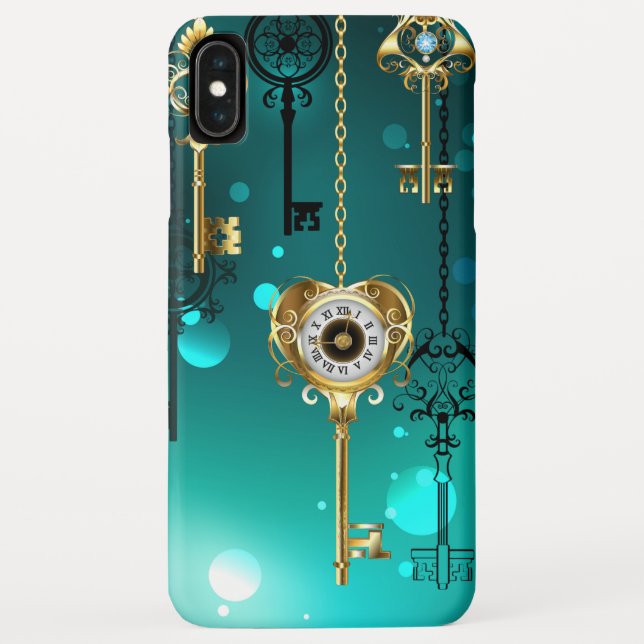 Coques Case-Mate iPhone Antique Skeleton Keys on Green Background (Dos)
