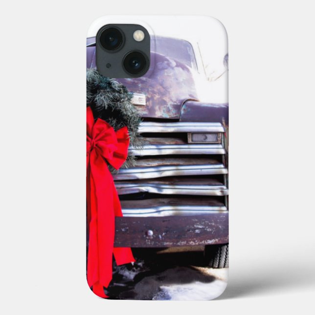 Coques Case-Mate iPhone Antique Truck with Festive Christmas Wreath (Verso)