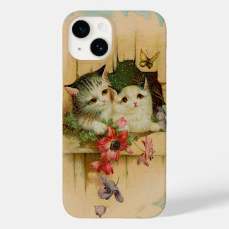 Coque Case-Mate iPhone Antique vintage peinture de chat mignon papillon c