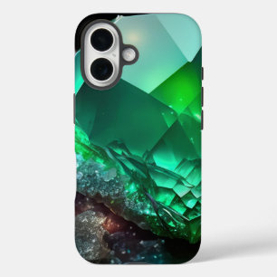 Coque Pour iPhone 16 Août Birthstone Peridot Neon Crystal Abstrait