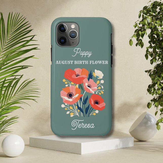 Coques Case-Mate iPhone Août Fleur de naissance Nom personnalisé (Créateur téléchargé)