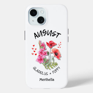 Coque Case-Mate iPhone AOÛT Mois de naissance Fleur Nom personnalisé