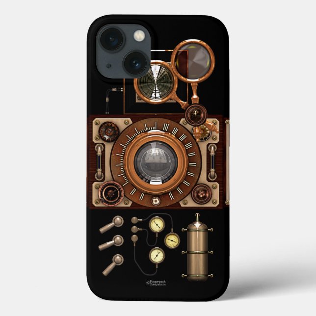 Coques Case-Mate iPhone Appareil-photo vintage de Steampunk TLR (foncé) (Verso)