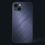 iPhone 13 Coque Apparence en aluminium brossé bleu foncé Monogramm<br><div class="desc">Motif en aluminium brossé bleu foncé. monogramme personnalisé et optionnel. Le design est disponible sur d'autres produits et peut être demandé sur n'importe quel produit que nous offrons à Zazzle.</div>