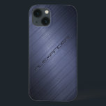 iPhone 13 Coque Apparence en aluminium brossé bleu foncé Monogramm<br><div class="desc">Motif en aluminium brossé bleu foncé. monogramme personnalisé et optionnel. Le design est disponible sur d'autres produits et peut être demandé sur n'importe quel produit que nous offrons à Zazzle.</div>