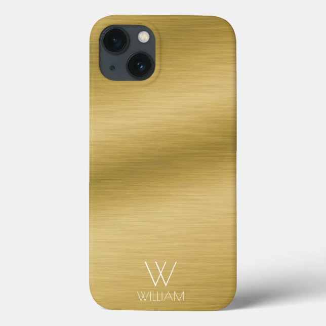 Coques Case-Mate iPhone Apparence or brossé Monogramme personnalisé (Verso)