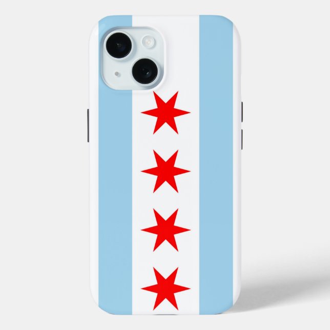 Coques Case-Mate iPhone Apple iPhone 15 Coque-Mate avec drapeau de Chicago (Verso)