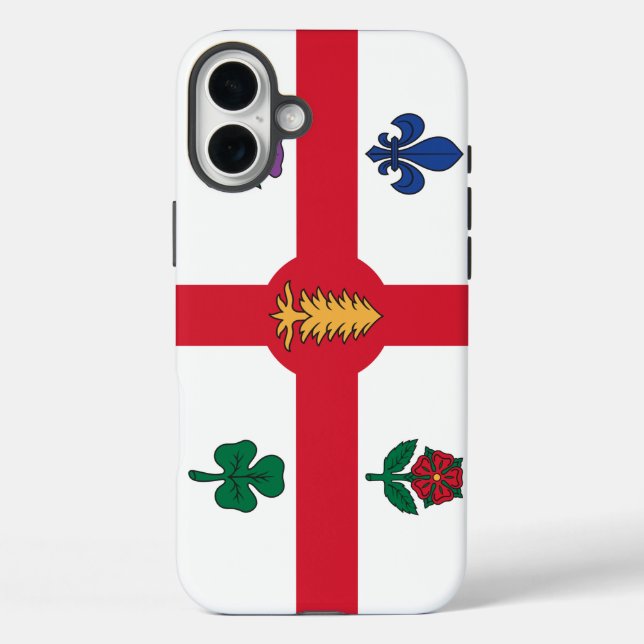 Coques Case-Mate iPhone Apple iPhone 16 Plus Mate, drapeau de Montréal (Verso)