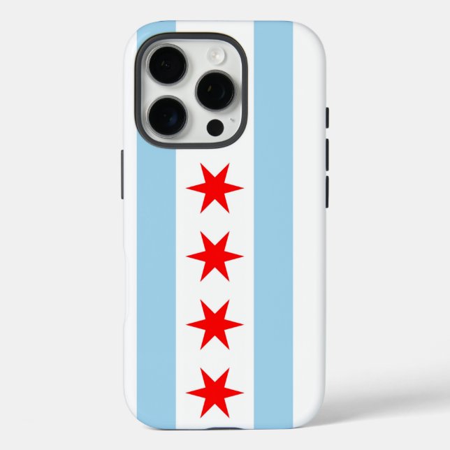 Coques Case-Mate iPhone Apple iPhone 16 Pro Coque-Mate, drapeau de Chicago (Verso)