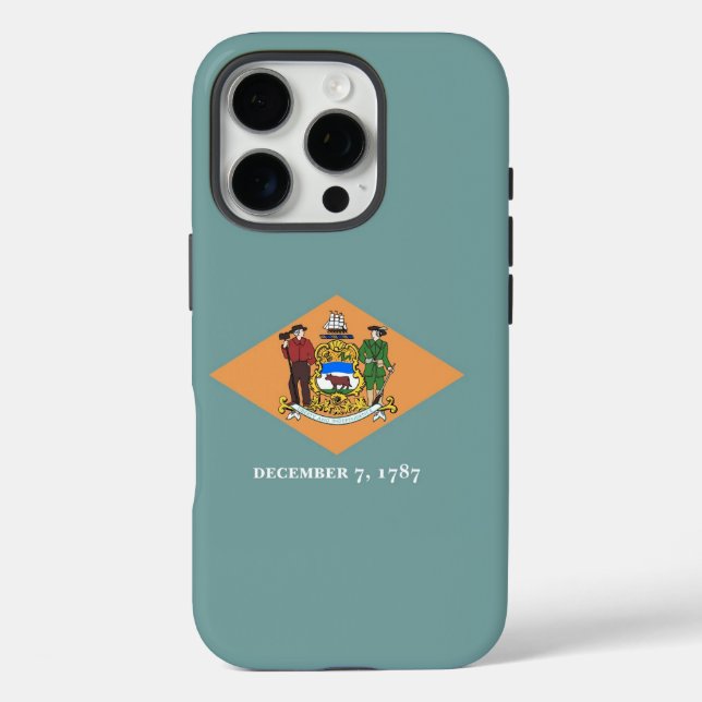 Coques Case-Mate iPhone Apple iPhone 16 Pro Coque-Mate, drapeau du Delawar (Verso)