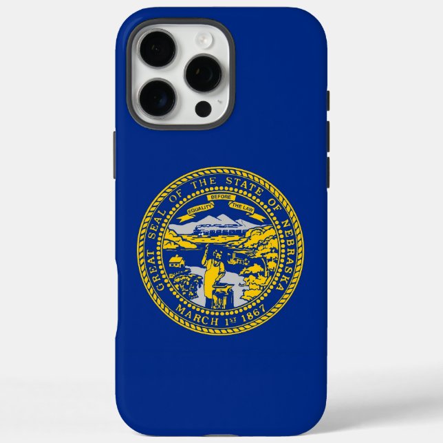 Coques Case-Mate iPhone Apple iPhone 16 Pro Max Coque, drapeau Nebraska (Verso)