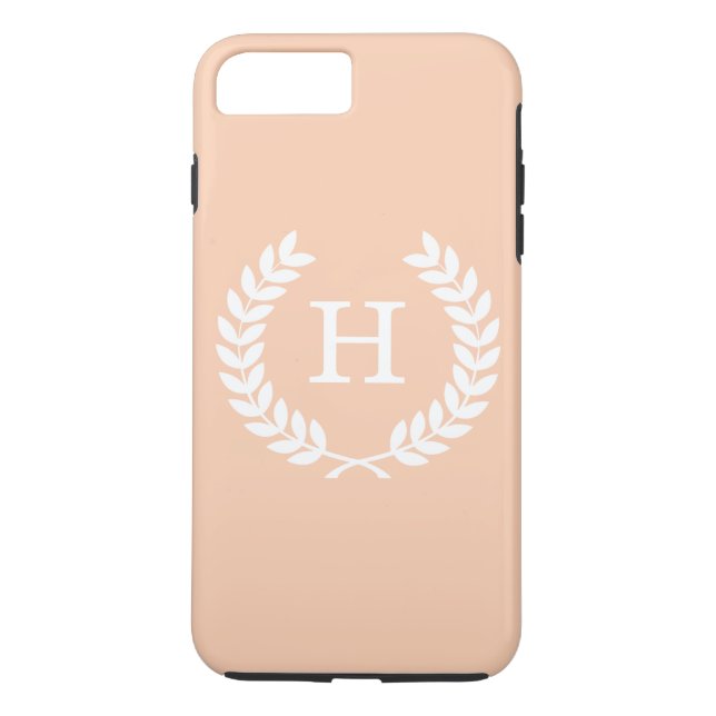 Coques Case-Mate iPhone Apricot Blé Blanc Laurel Wreath Monogramme initial (Dos)