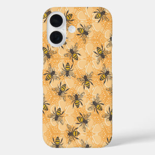 Coque Pour iPhone 16 apricot fleuri de la ruche miel orange
