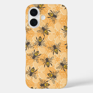 Coque Pour iPhone 16 apricot fleuri de la ruche miel orange