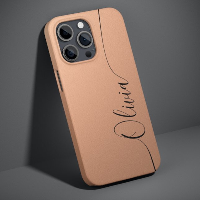 Coques Case-Mate iPhone Apricot Noir Élégant Calligraphie Nom du script (Créateur téléchargé)