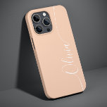 Coque Case-Mate iPhone Apricot White Elegant Calligraphie Nom du script<br><div class="desc">Apricot White Elegant Calligraphy Script Personnalisé Nom iPhone 14 Smart Phone Boîtes dispose d'un design moderne et tendance simple et élégant avec votre nom personnalisé dans élégante calligraphie manuscrite typographie de script sur un arrière - plan abricot. Conçu par ©Evco Studio www.zazzle.com/store/evcostudio</div>