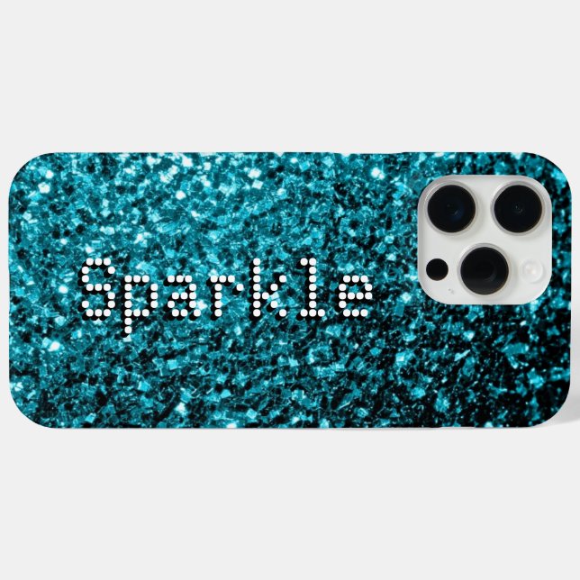 Coques Case-Mate iPhone Aqua bleu faux paillettes scintille Votre texte (Verso (horizontal))