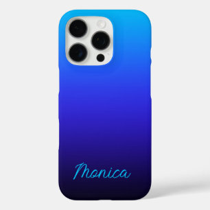 Coque iPhone 16 Pro Aqua Blue Indigo et Black Ombre