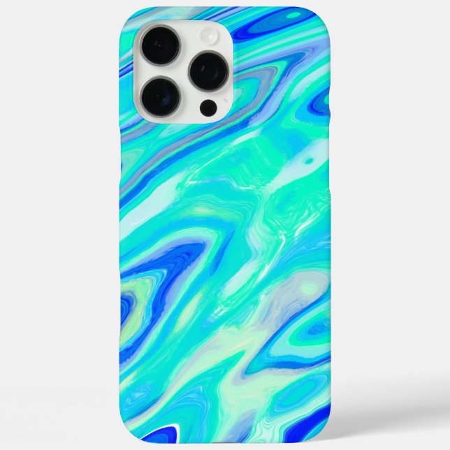 Coques Case-Mate iPhone Aqua Blue Marble Texture Abstrait Motif liquide (Verso)