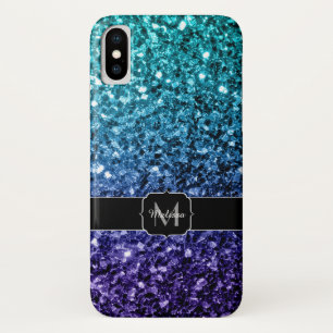 Coque Case-Mate Pour iPhone Aqua blue Ombre fausse parties scintillant scintil