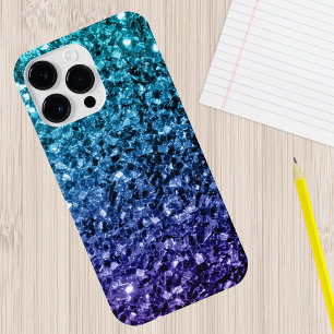 Coque Pour iPhone 14 Plus Aqua blue Ombre faux scintillants de parties scint
