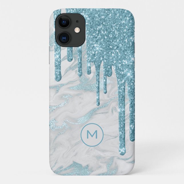 Coques Case-Mate iPhone Aqua Blue Parties scintillant Drivers Monogrammed (Dos)