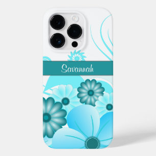 Coques Pour iPhone Aqua Blue Turquoise Hibiscus design floral tendanc