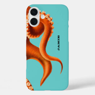 Coque Pour iPhone 16 Plus Aqua coloré gras et iphone octopus orange 5