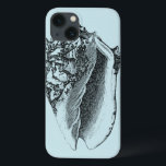 iPhone 13 Case Aqua Conch Shell<br><div class="desc">Dans cette image vive, vous pouvez voir en noir et blanc le style le plus naturel et unique de la coque Conch de près. Ce type d'art unique a l'ombre noire pour mettre en avant les bords rugueux de cette coquille de mer. Obtenez cette coque de conque avec un arrière...</div>
