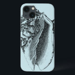 Coque Case-Mate iPhone Aqua Conch Shell<br><div class="desc">Dans this vivid image, you can see in black and white most natural and unique style of the conch shell up close. This unique type of art has black shading accent to the rough edges of this sea shell. Get this conch shell with an aqua background on your product today....</div>