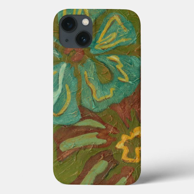 Coques Case-Mate iPhone Aqua et Fleurs orange brûlées sur Arrière - plan v (Verso)