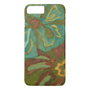 Coques Pour iPhone Aqua et fleurs oranges brûlées sur l'arrière -