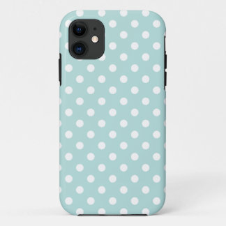 Coques Pour iPhone Aqua et motif de point blanc de polka