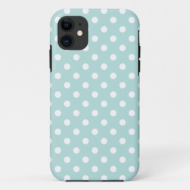 Coques Case-Mate iPhone Aqua et motif de point blanc de polka (Dos)