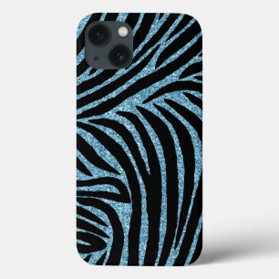 Case-Mate iPhone Case Aqua Faux Glitter Zebra Print