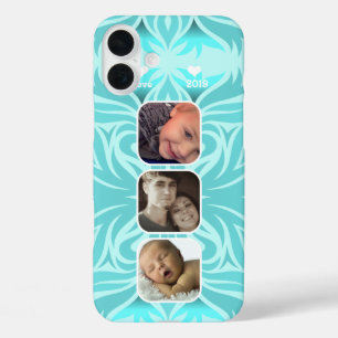 Coque Pour iPhone 16 Plus Aqua Floral iPhone 6 Instagram photo collage
