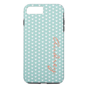 Coque iPhone 7 Plus Aqua Hearts Nom personnalisé