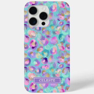 Coque Case-Mate iPhone Aqua Iridescent Imprimé Léopard Monogrammé