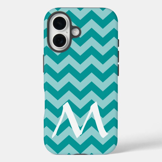 Coques Case-Mate iPhone Aqua Marocain Moods Chevrons avec Monogramme (Verso)