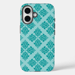Coque Pour iPhone 16 Aqua marocaine Damask