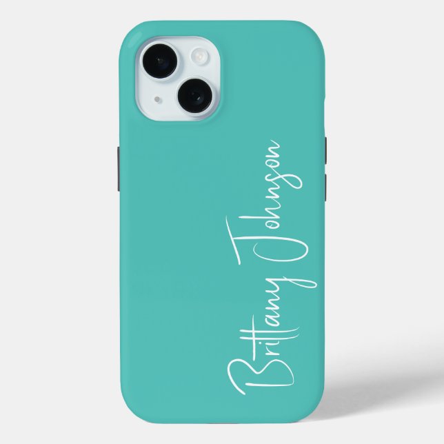 Coques Case-Mate iPhone Aqua monogrammé (Verso)