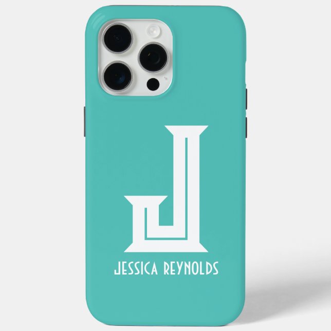 Coques Case-Mate iPhone Aqua monogramme minimal (Verso)