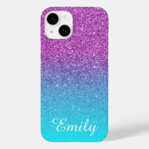 Coques Pour iPhone Aqua Ombre Violet Paillettes Personnalisé