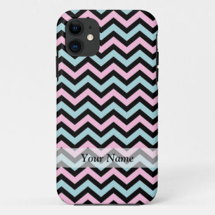 Coque Case-Mate Pour iPhone Aqua rose et chevron noir