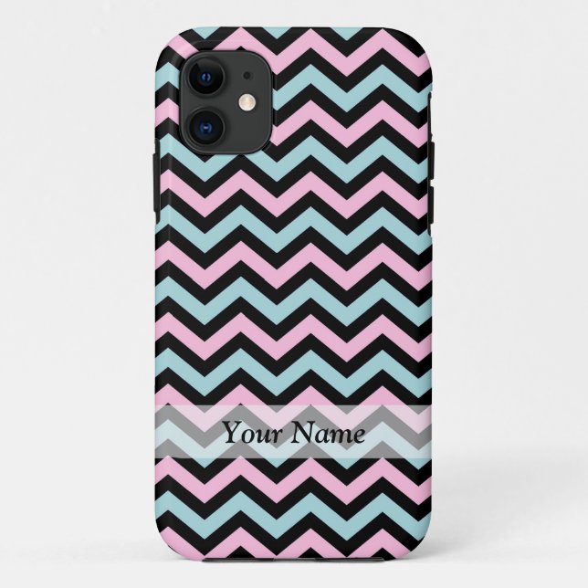 Coques Case-Mate iPhone Aqua rose et chevron noir (Dos)