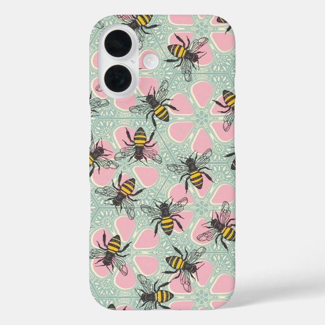 Coques Case-Mate iPhone aqua rose fleuri de ruche miel (Verso)