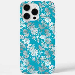 Coque iPhone 16 Pro Max Aqua Silver Floral